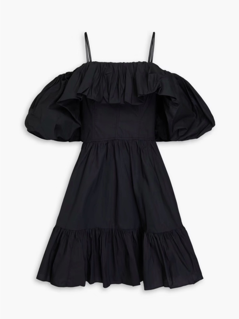 NWT ULLA JOHNSON Lila cold-shoulder gathered cotton-poplin mini dress - Picture 2 of 10
